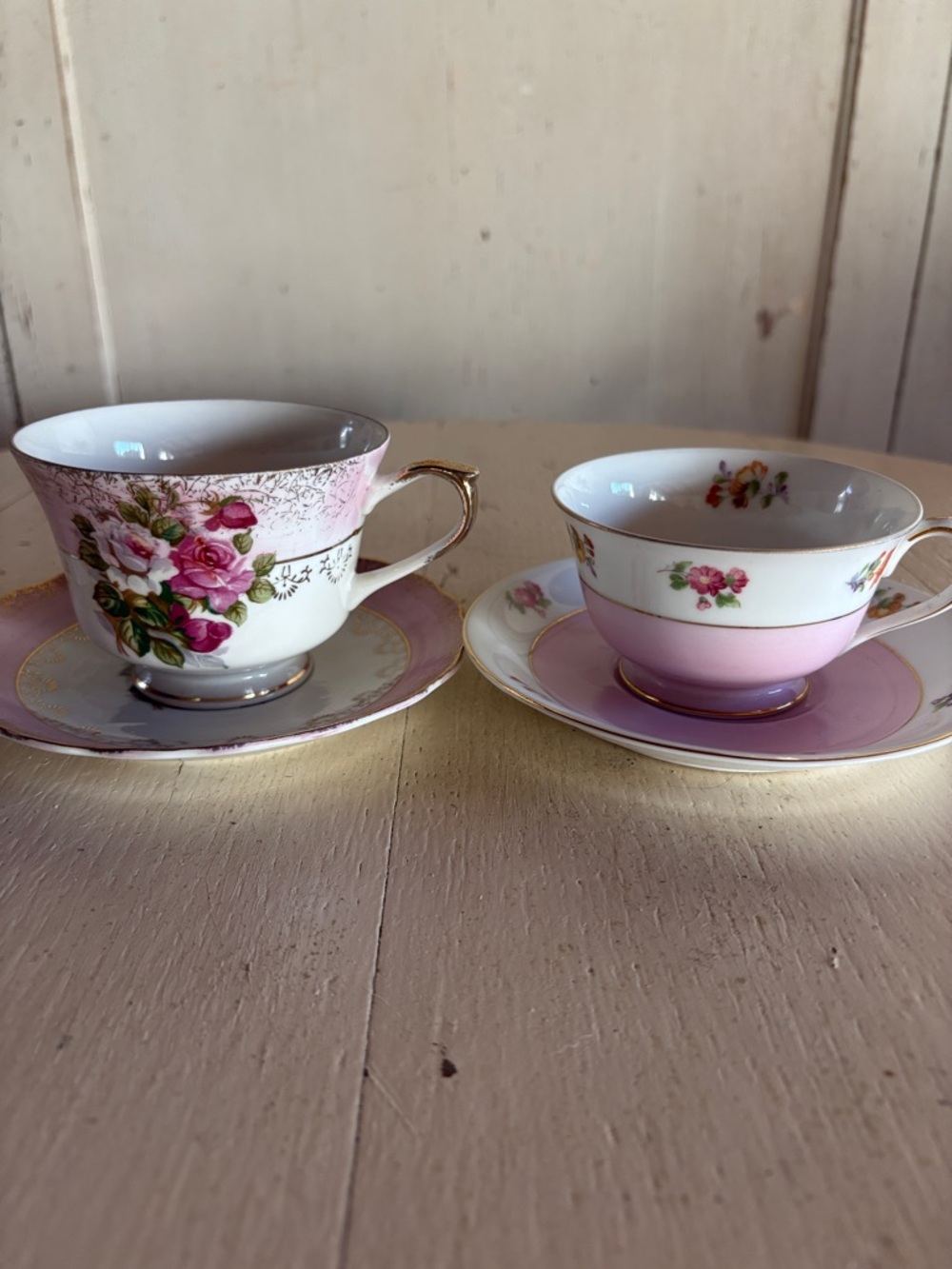 Floral China Cups and Saucers